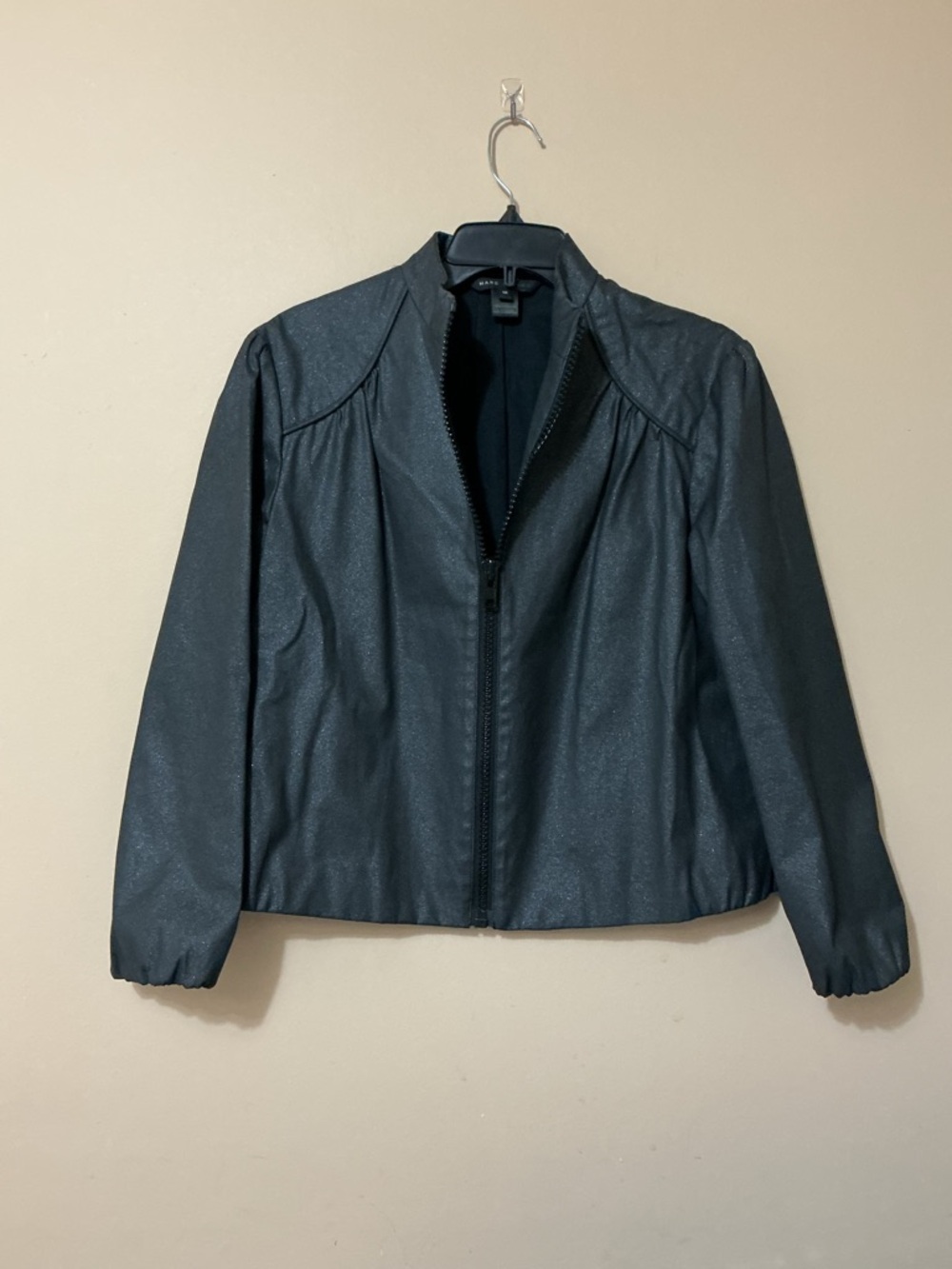 Marc Jacobs Black 100% Cotton Canvas Cropped Bomber Jacket Size M